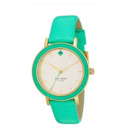 Kate Spade Metro Goldtone, Stainless, Enamel & Saffiano Leather Watch, Green